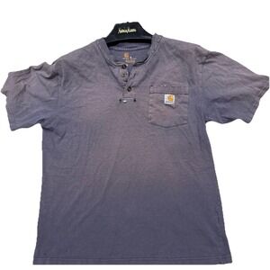 Carhartt K84 Henley Pocket T Shirt Mens M Gray Workwear Short Sleeve Cotton